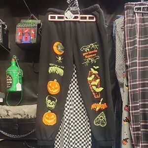 Halloween Horror Theme Pants - Black and Orange